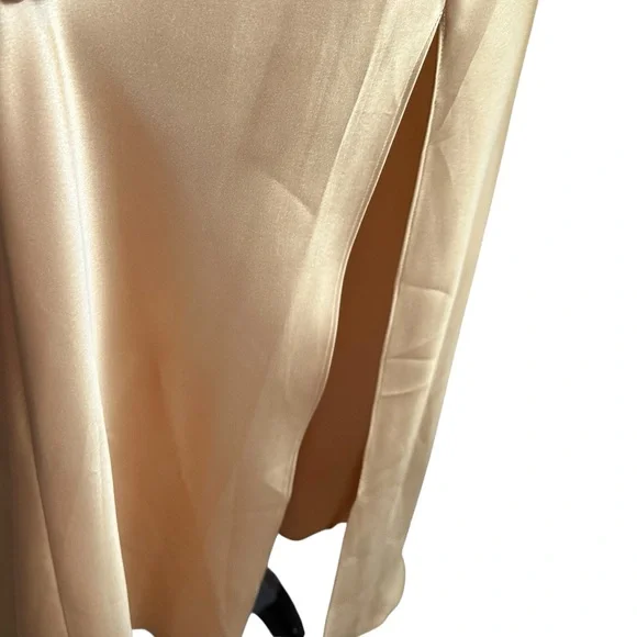 Vtg Victoria's Secret Gold Label Satin Maxi Slip Dress Nightgown Sz Small Gold - Picture 4 of 11
